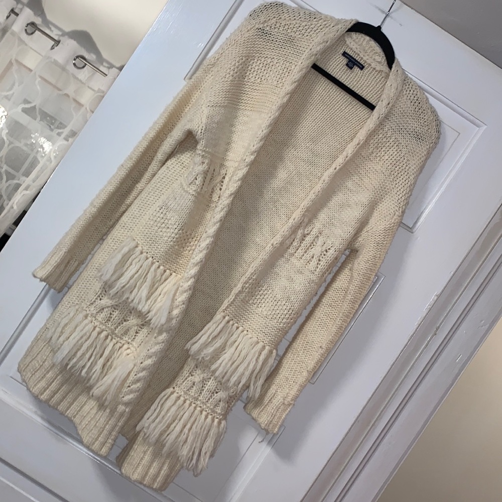 Medium American Eagle knit cardigan fringe sweater